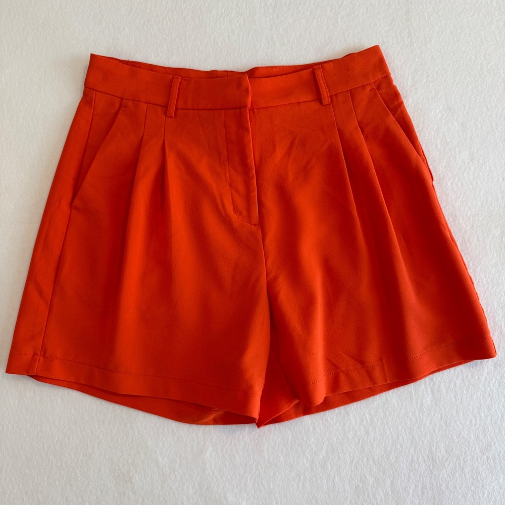 Shinestar Pleated Dress High Rise Shorts Womens Large Orange